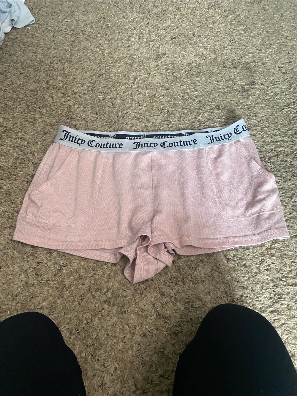 Juicy Couture Blush Pink Terry Lounge Shorts with Logo Waistband